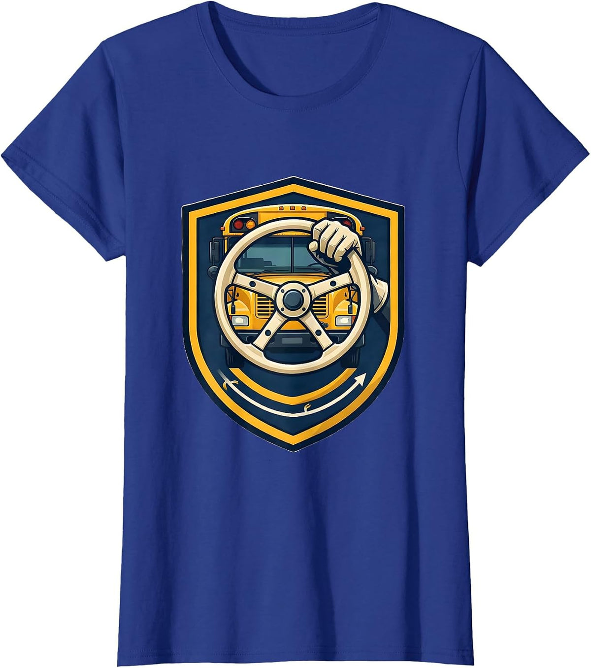 Women's School Bus Driver Emblem Transportation Squad Novelty T-Shirt - Royal Blue