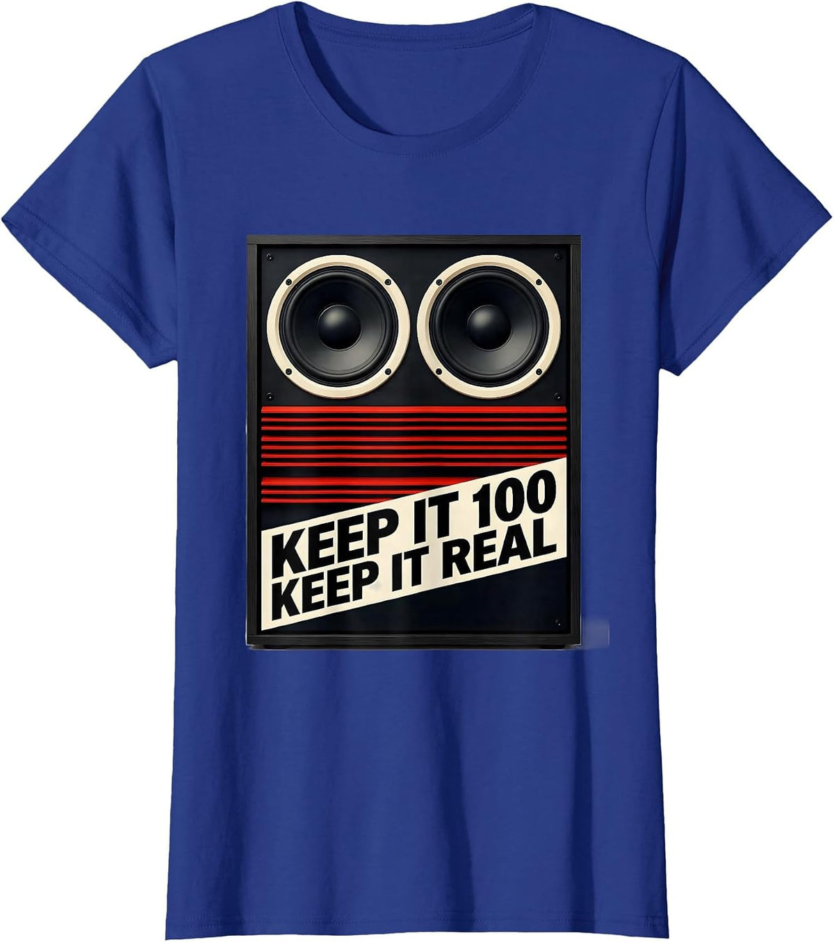 Women's Keep It 100 Keep It Real Vintage DJ Speaker Old School Hip T-Shirt - Royal Blue