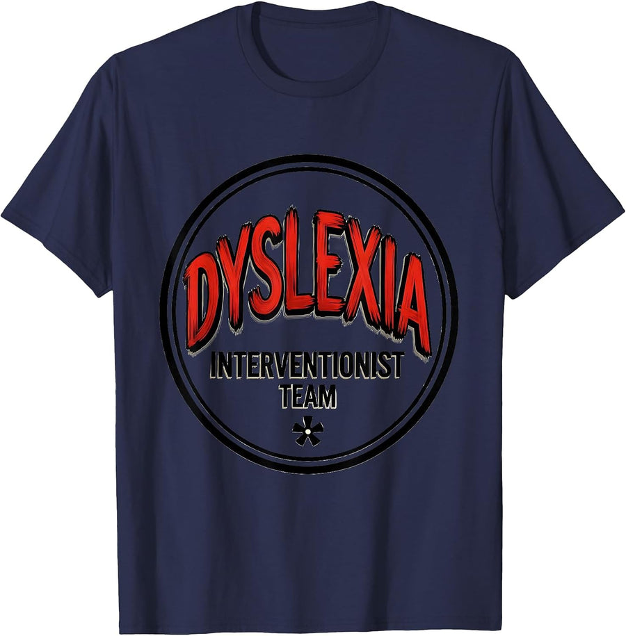 Dyslexia Interventionist Team Funny Dyslexia Teacher Squad T-Shirt - Navy Blue