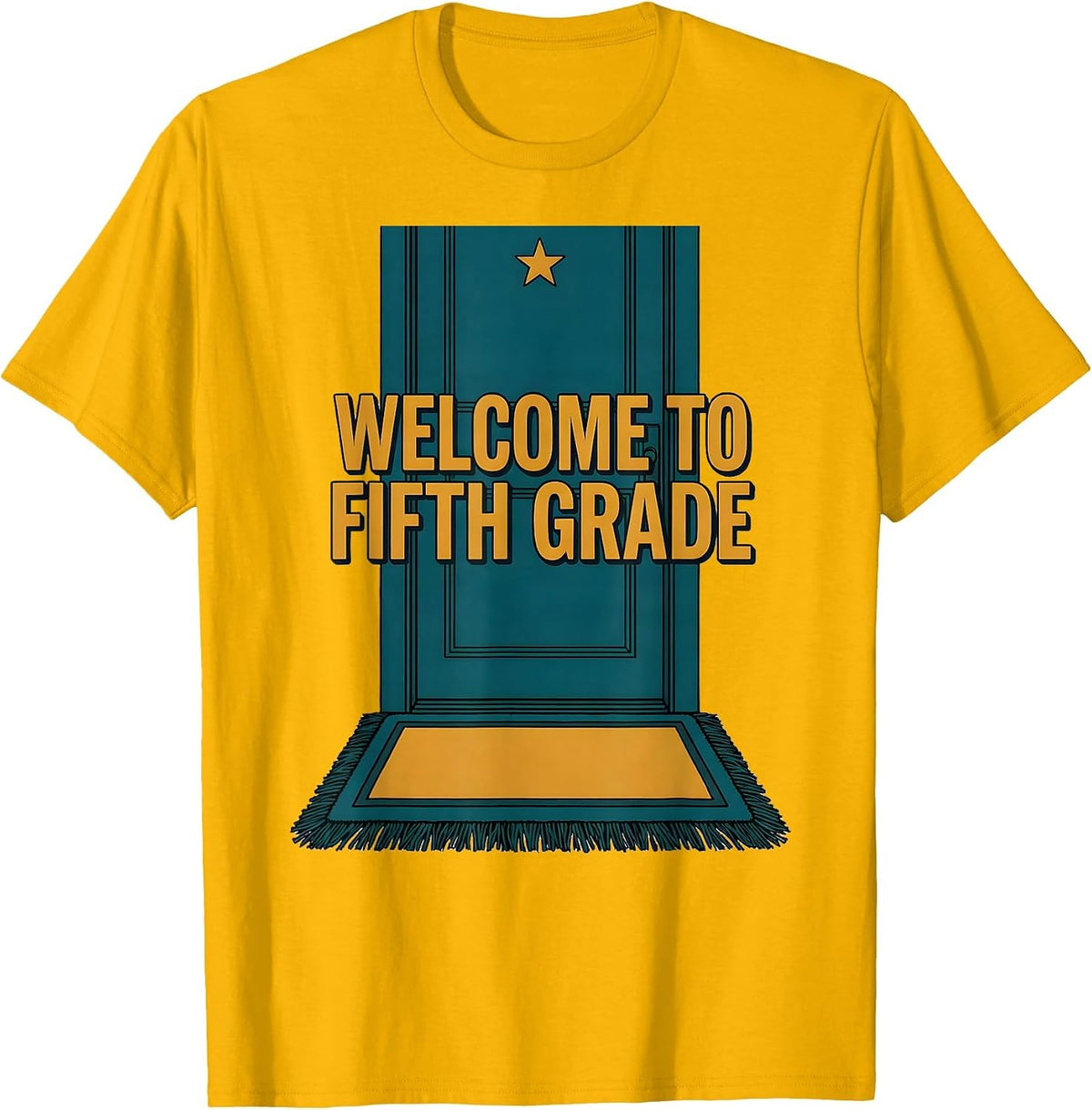 Welcome to Fifth Grade Editorial Conceptual Girls Back T-Shirt - Golden Yellow