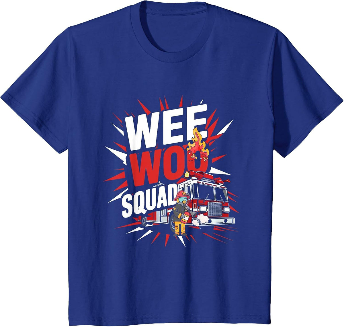 WeeWoo Squad Firefighter Funny Fire Truck Fireman Meme T-Shirt - Royal Blue