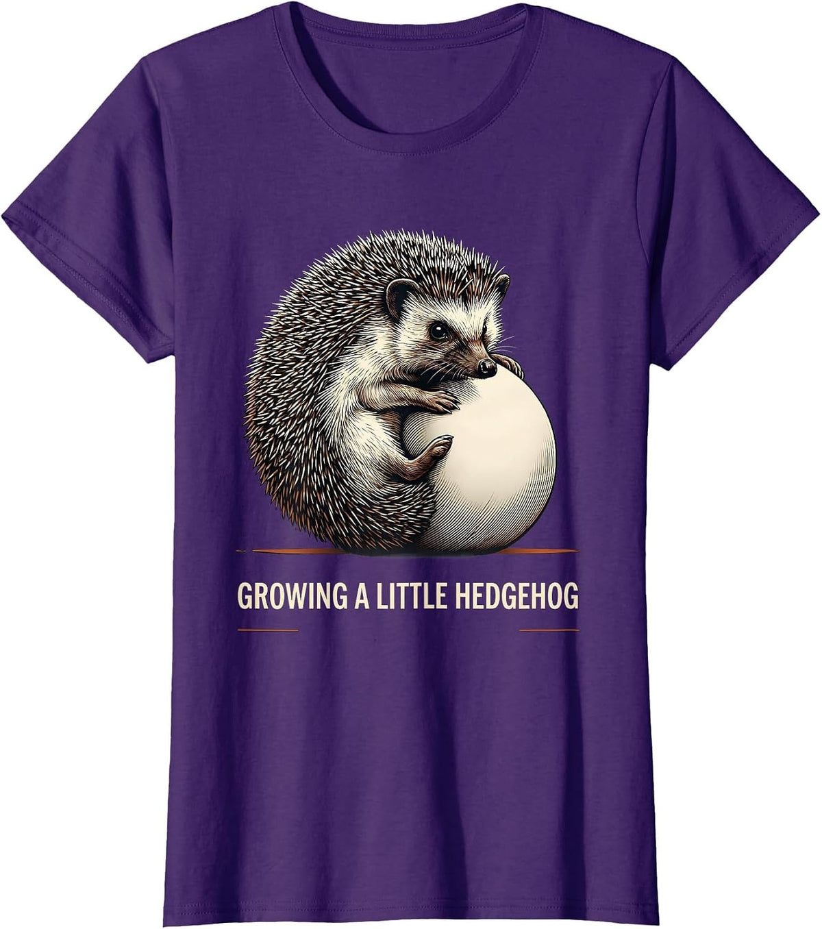 Women's Growing A Little Hedgehog Funny Pregnancy Announcement Mom T-Shirt - Purple