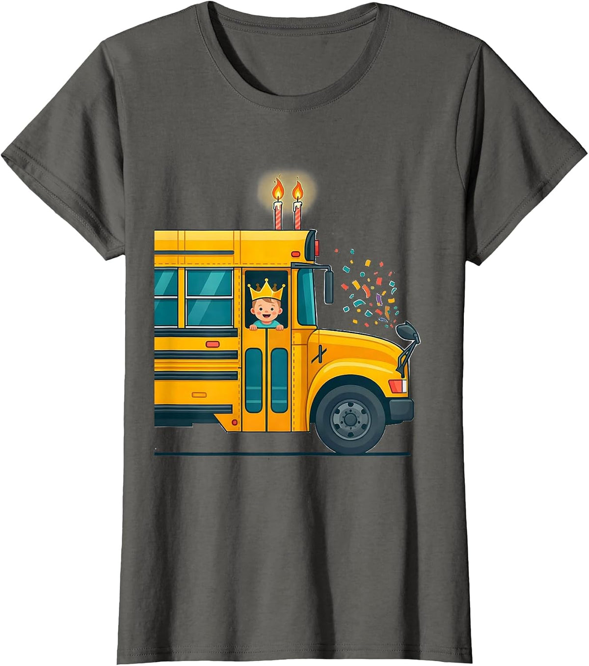 Women's School Bus Toddler Birthday Party Bus Driver Humor T-Shirt - Asphalt Grey