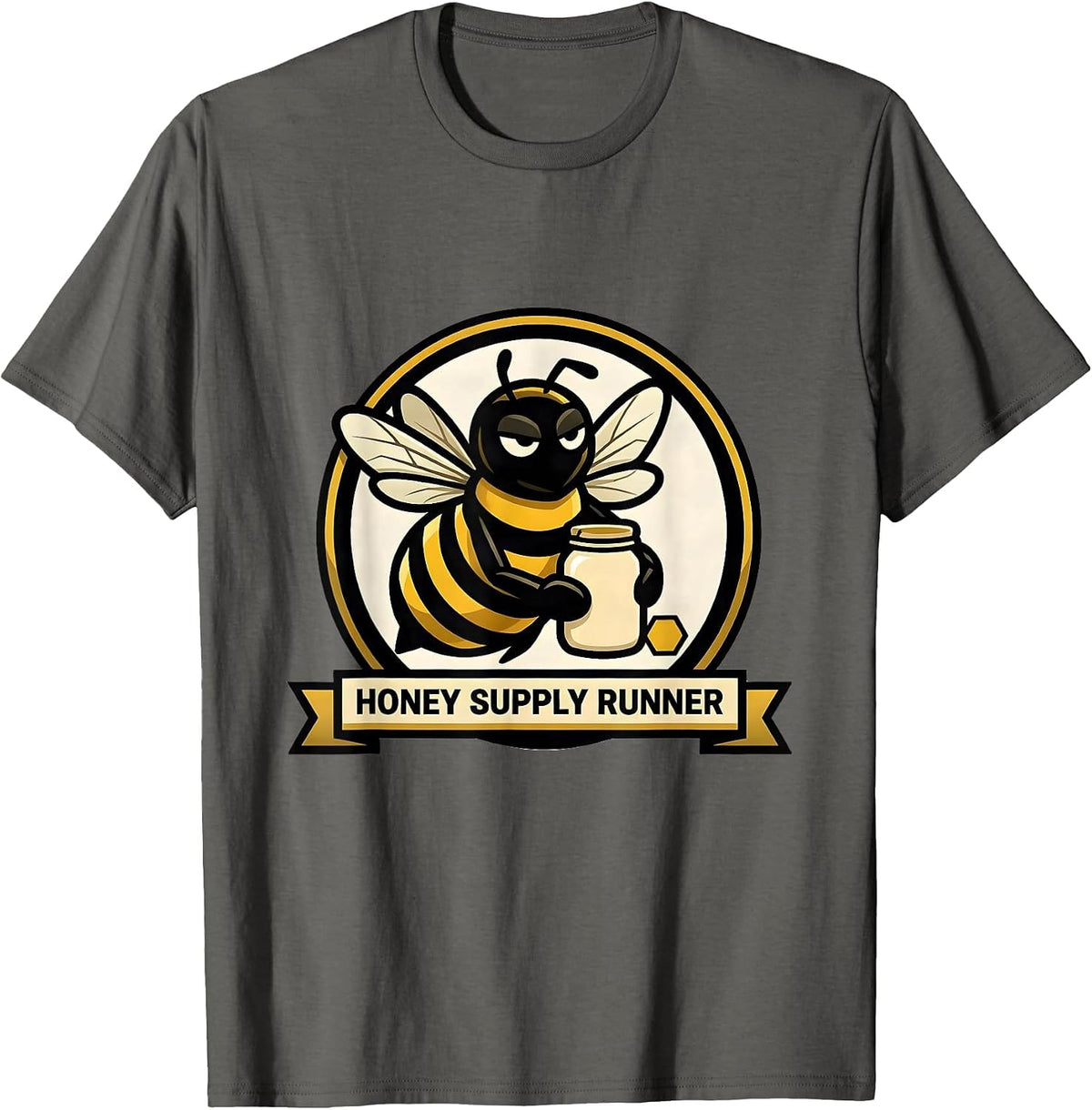 Honey Supply Runner Beekeeper Bee Mascot Costume Halloween T-Shirt - Asphalt Grey