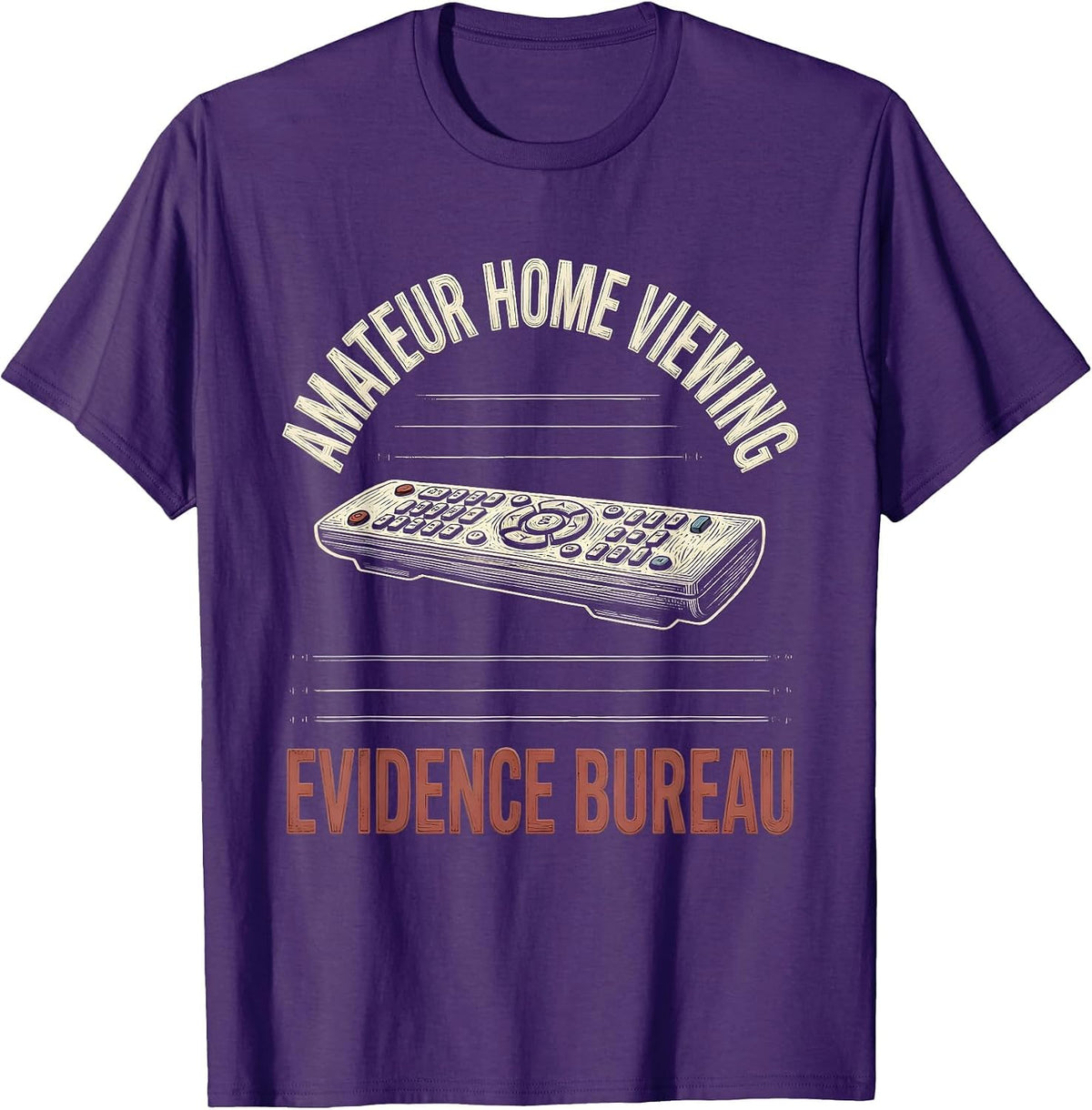Amateur Home Viewing Evidence Bureau Funny True Crime Couch T-Shirt - Purple