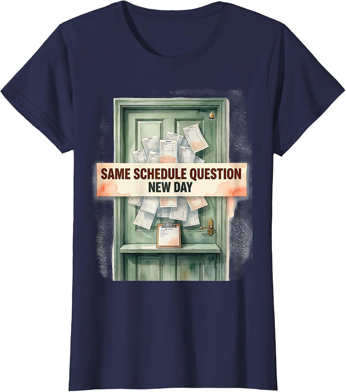 Women's Same Schedule Question New Day Funny School Counselor Mental T-Shirt - Navy Blue
