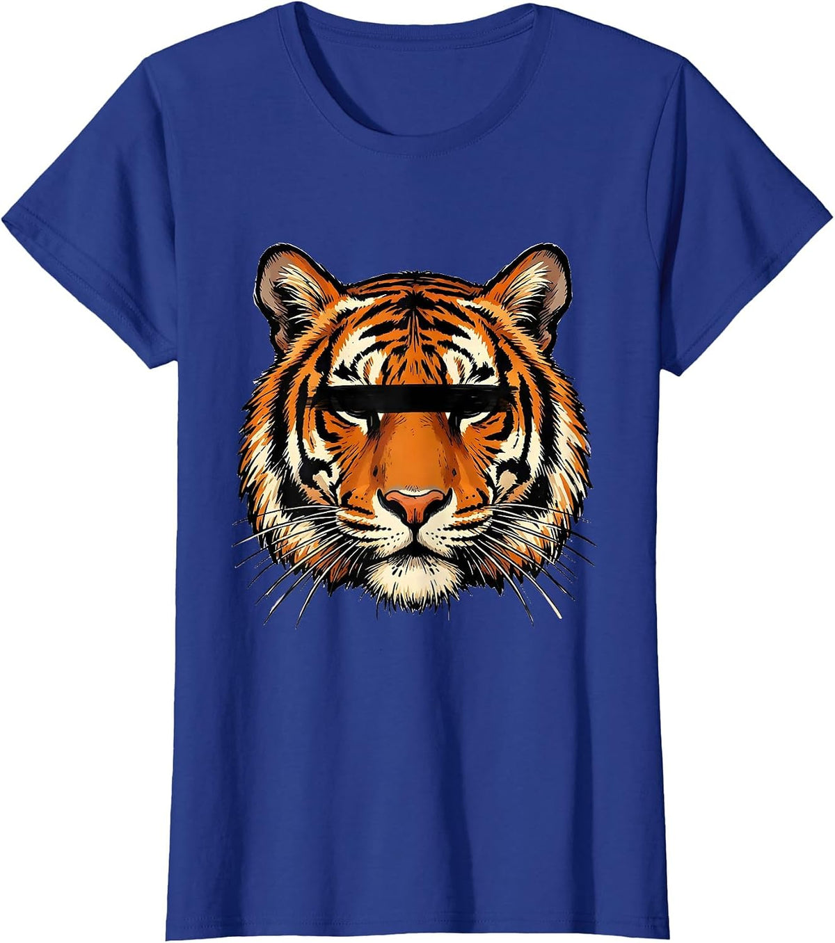 Women's Bengal Tiger Head Cool Big Cat Glam Novelty T-Shirt - Royal Blue