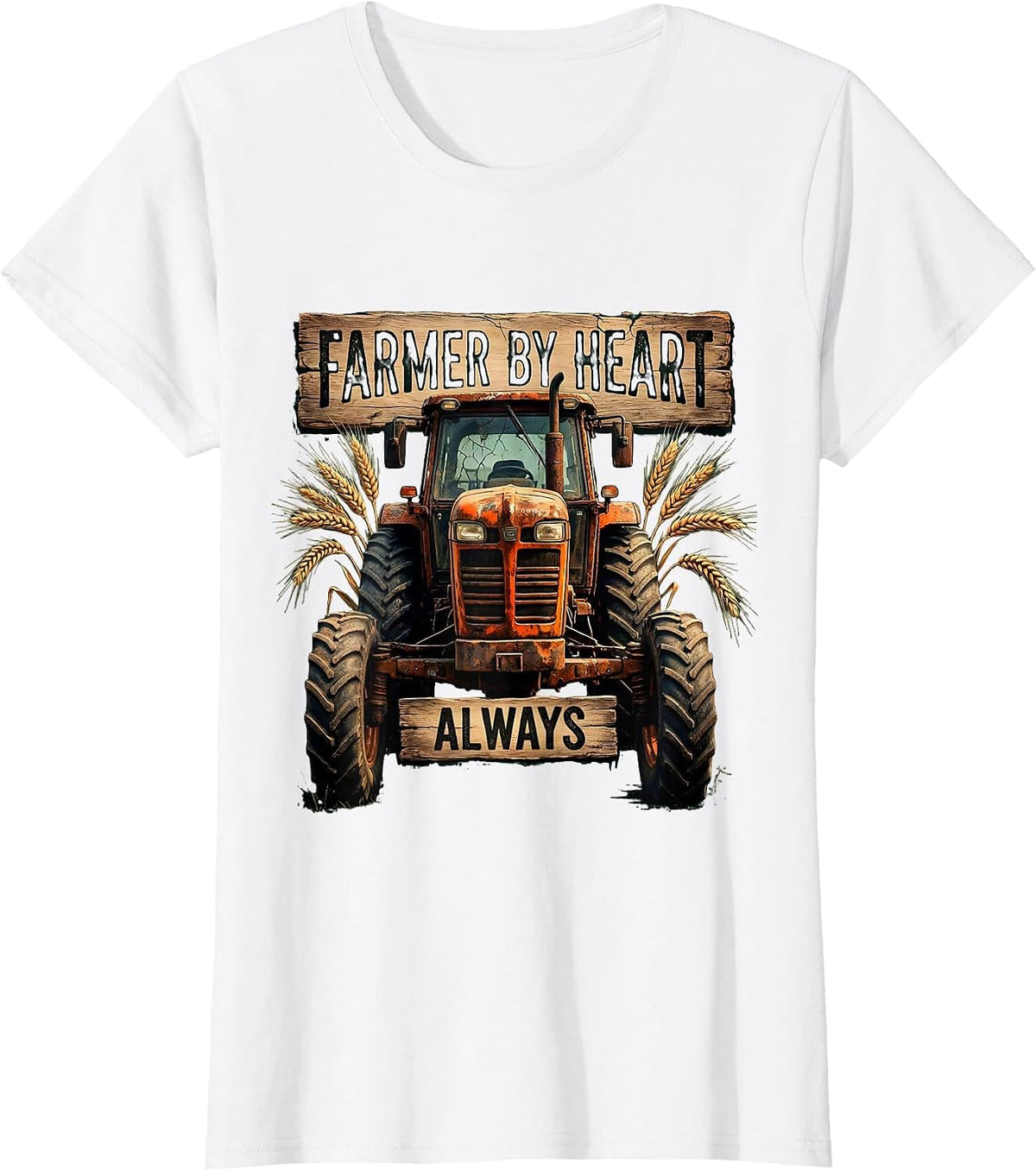 Women's Farmer By Heart Always Country Pride Design T-Shirt - White