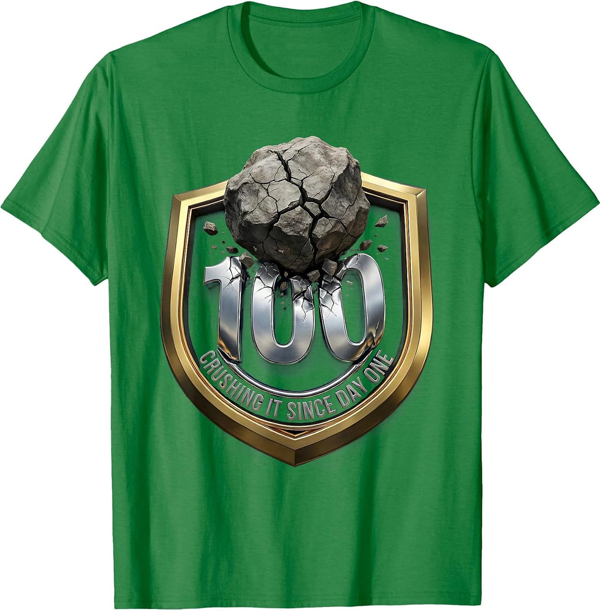 Men's Crushing It Since Day One 100 Days of School T-Shirt - Kelly Green