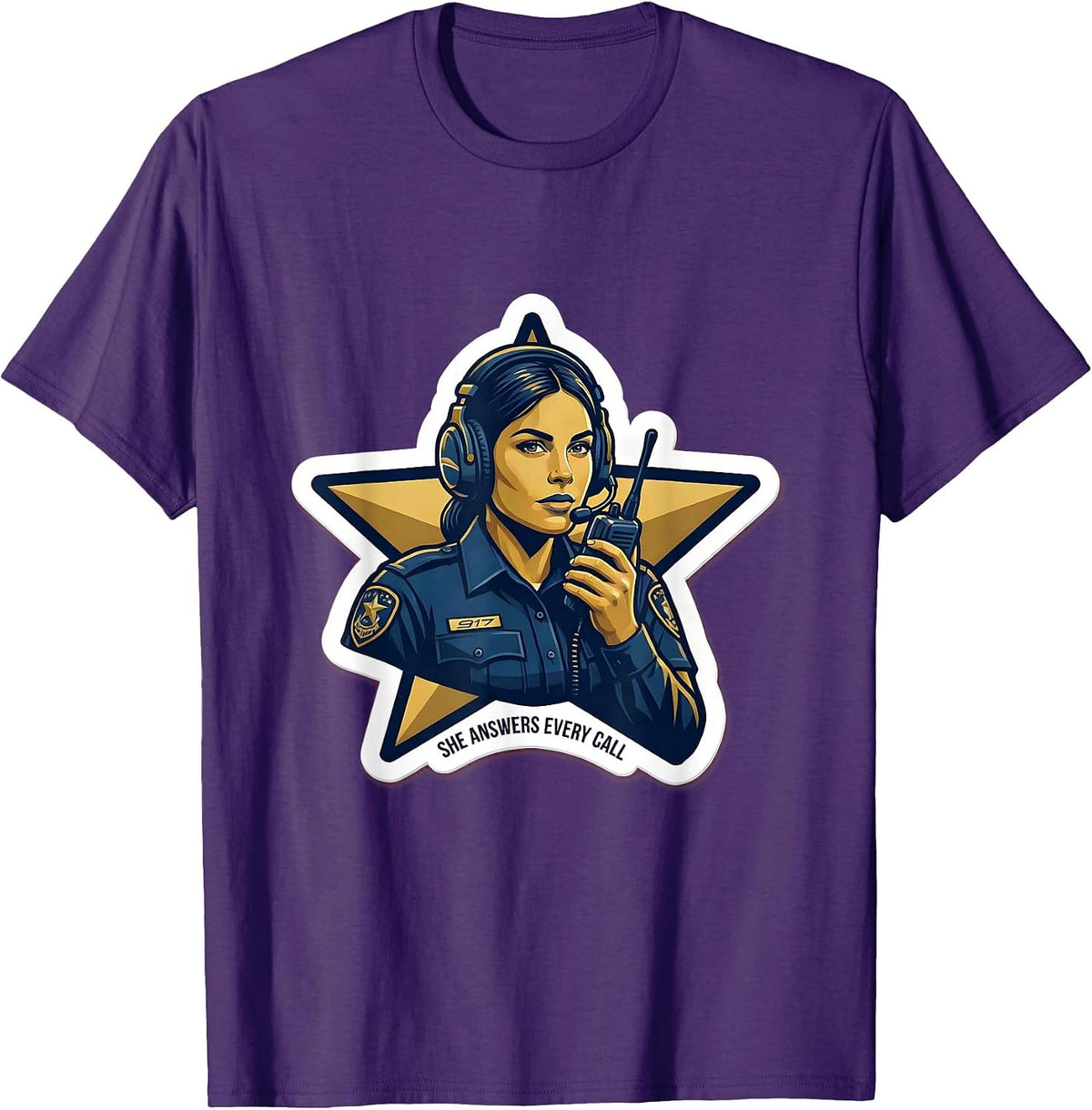 Men's She Answers Every Call 911 Dispatcher Design T-Shirt - Purple