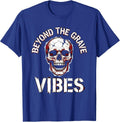 Beyond the Grave Vibes Skull Graphic Design T-Shirt - Royal Blue