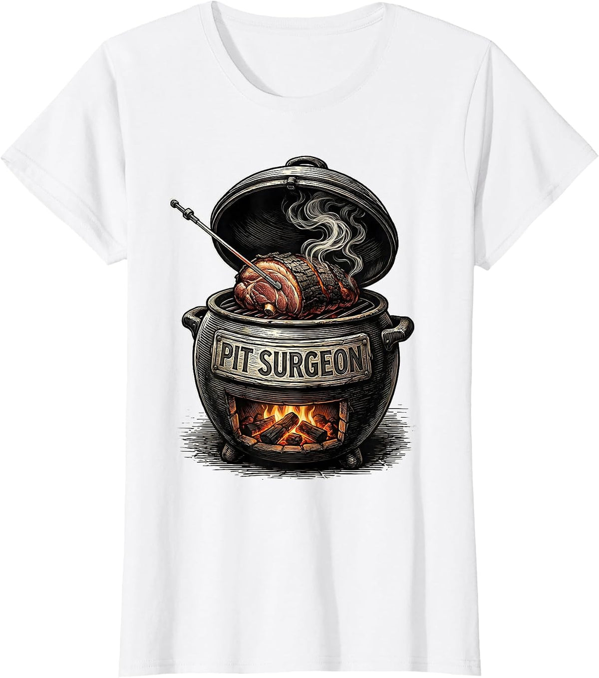 Women's Pit Surgeon Funny BBQ Pitmaster Grilling Dads Gift T-Shirt - White
