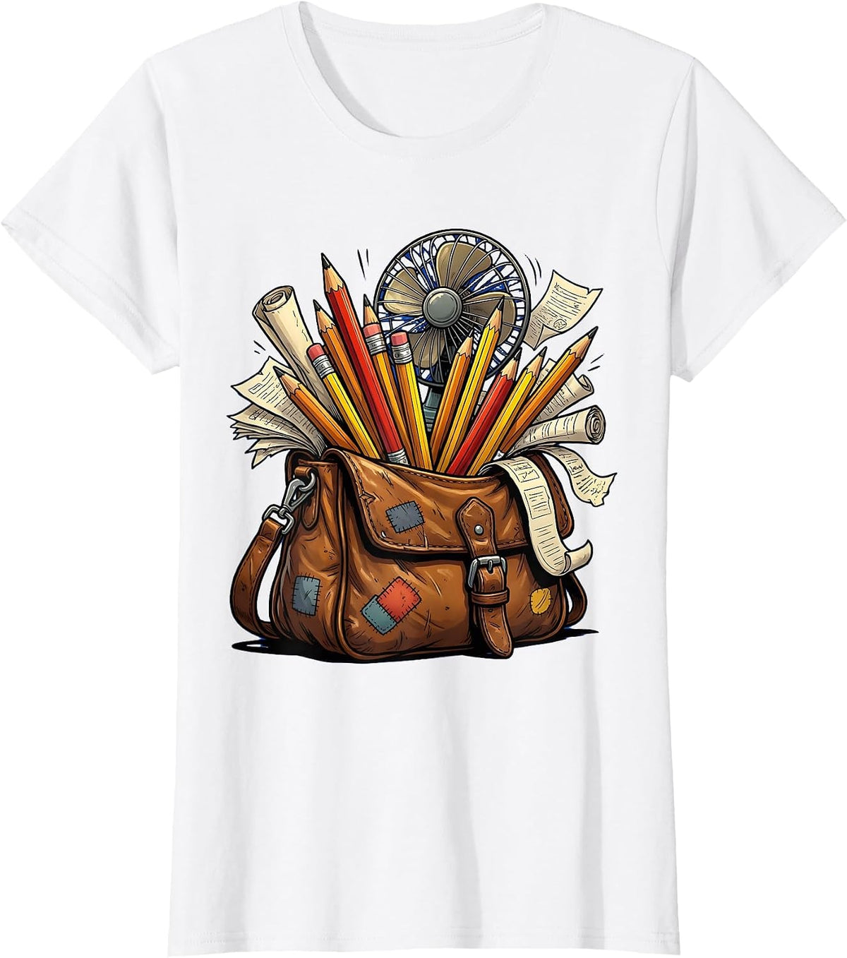 Spanish Teacher Satchel Overflowing With Supplies T-Shirt - White