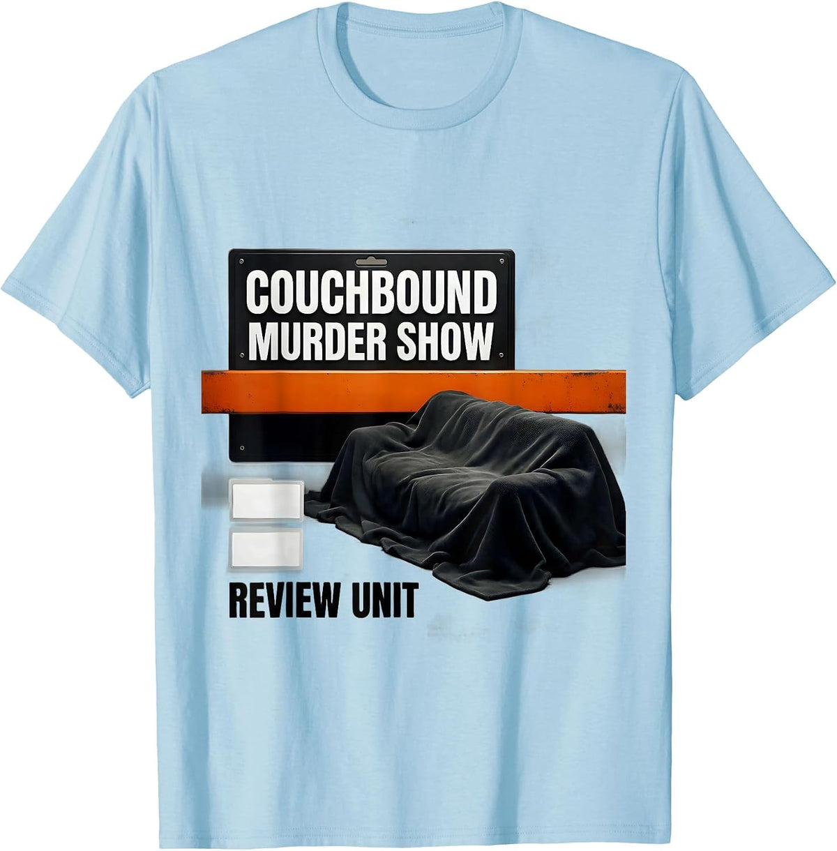 Men's Couchbound Murder Show Review Unit Funny True Crime Fan T-Shirt - Baby Blue