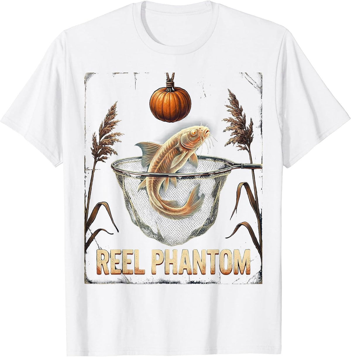 Men's Reel Phantom Vintage Halloween Fishing Ghost Fisherman Men T-Shirt - White