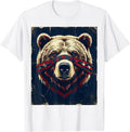 Men's Patriotic Bear Stars and Stripes Bandana Design T-Shirt - White