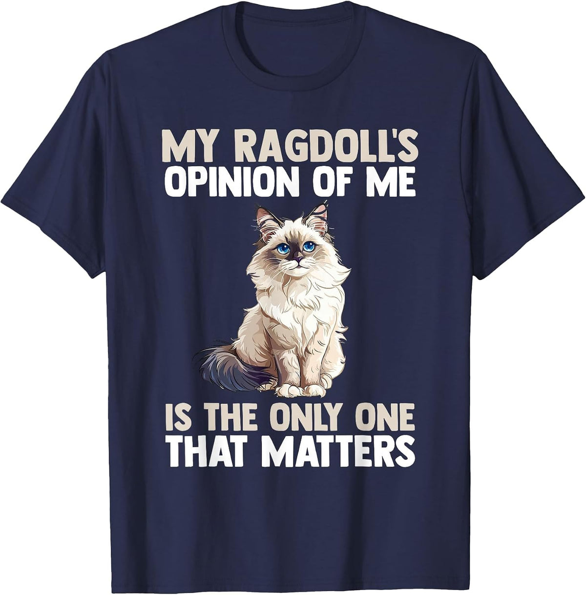 Cat Ragdoll T-Shirt - Navy Blue