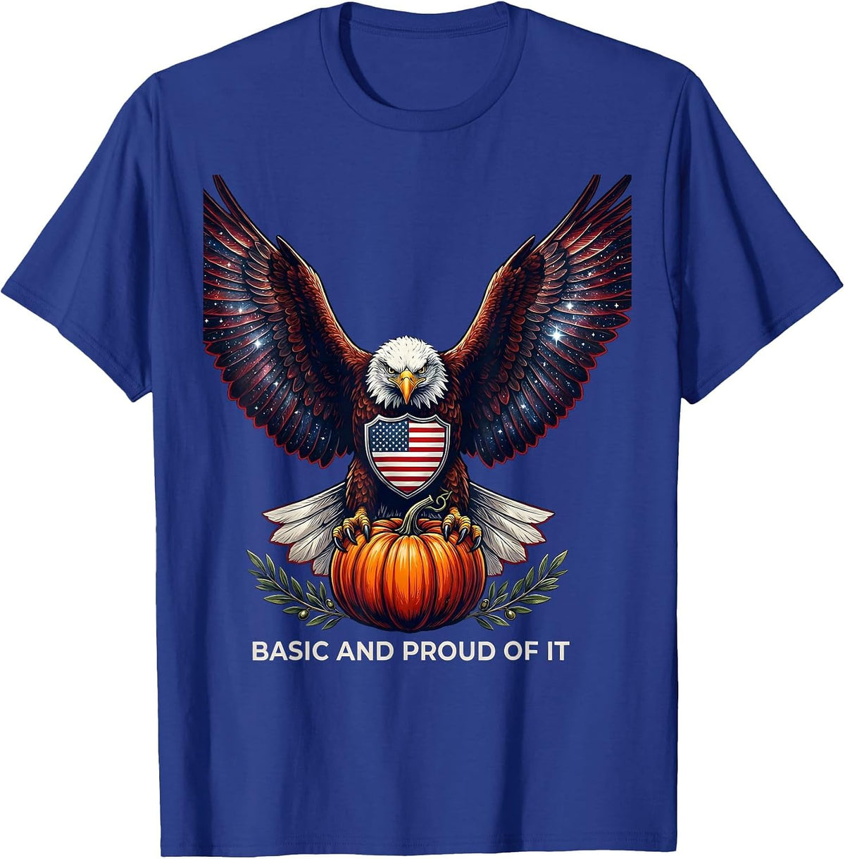 Men's Basic and Proud of It Pumpkin Fall Design T-Shirt - Royal Blue