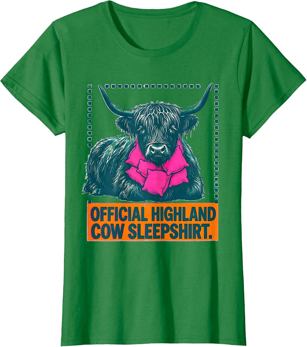 Women's Official Highland Cow Sleepshirt Cozy Pajama Humor T-Shirt - Kelly Green