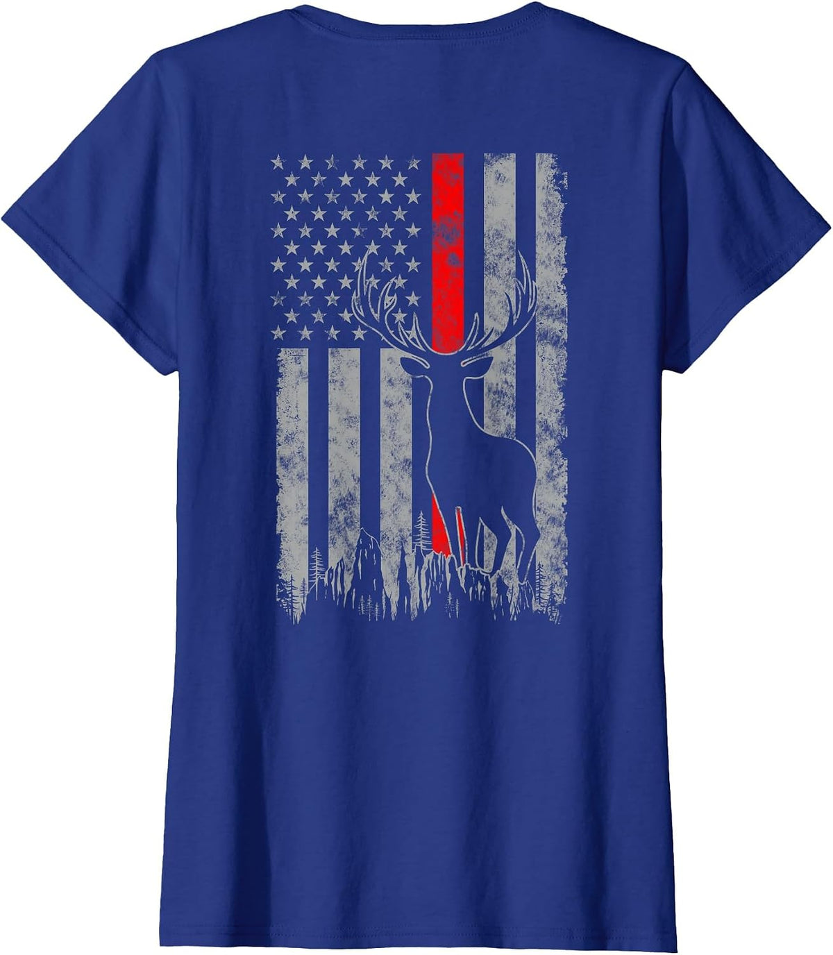 Thin red line Whitetail Deer Hunting Flag T-Shirt - Royal Blue