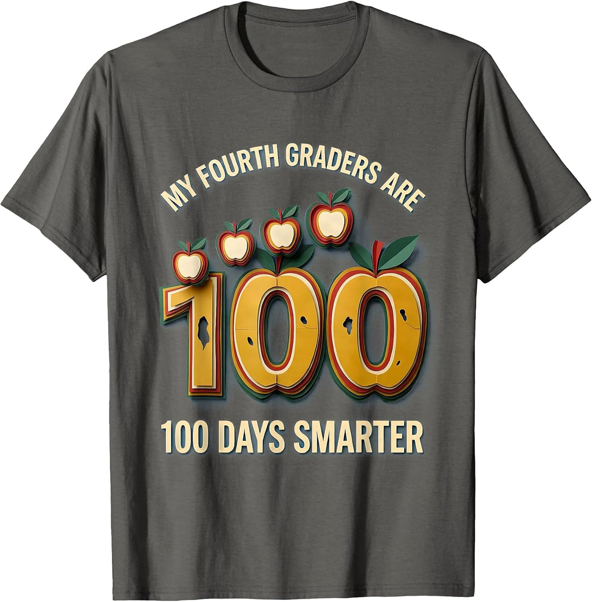 Men's My Fourth Graders Are 100 Days Smarter Retro Teacher 100th T-Shirt - Asphalt Grey