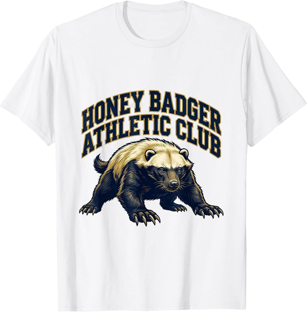 Men's Honey Badger Athletic Club Funny Wildlife Animal Lover Gift T-Shirt - White