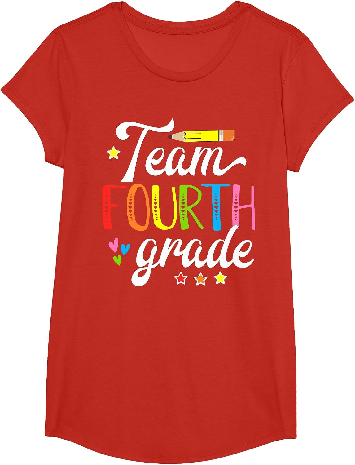 Team 4th Grade Teacher Student First Day of School T-Shirt - Girls Red