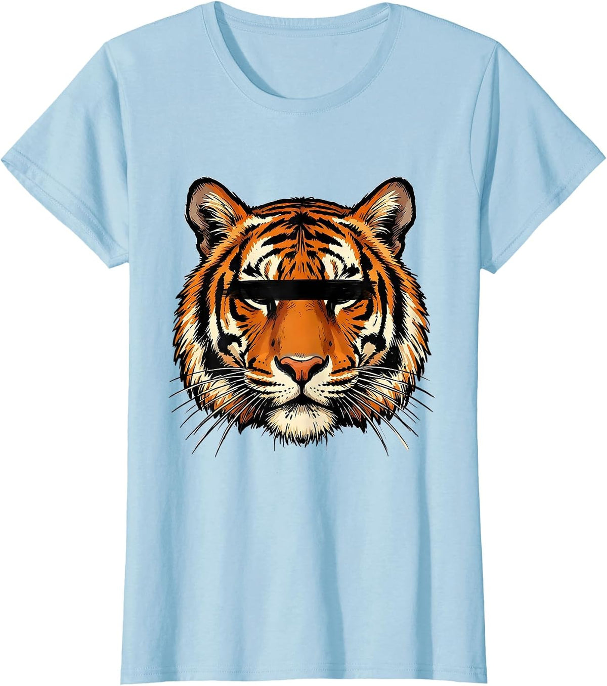 Women's Bengal Tiger Head Cool Big Cat Glam Novelty T-Shirt - Baby Blue