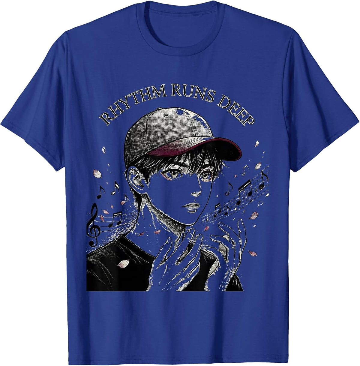 Men's Rhythm Runs Deep Hip Hop Graphic Design T-Shirt - Royal Blue