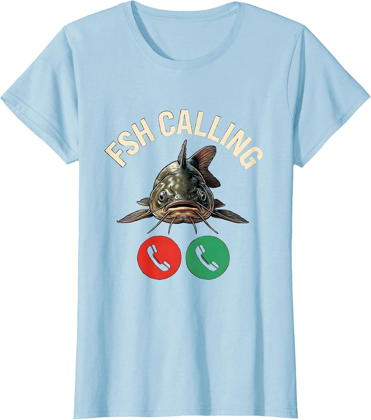 Fsh Calling Funny Fishing Meme Phone Call Parody T-Shirt - Baby Blue