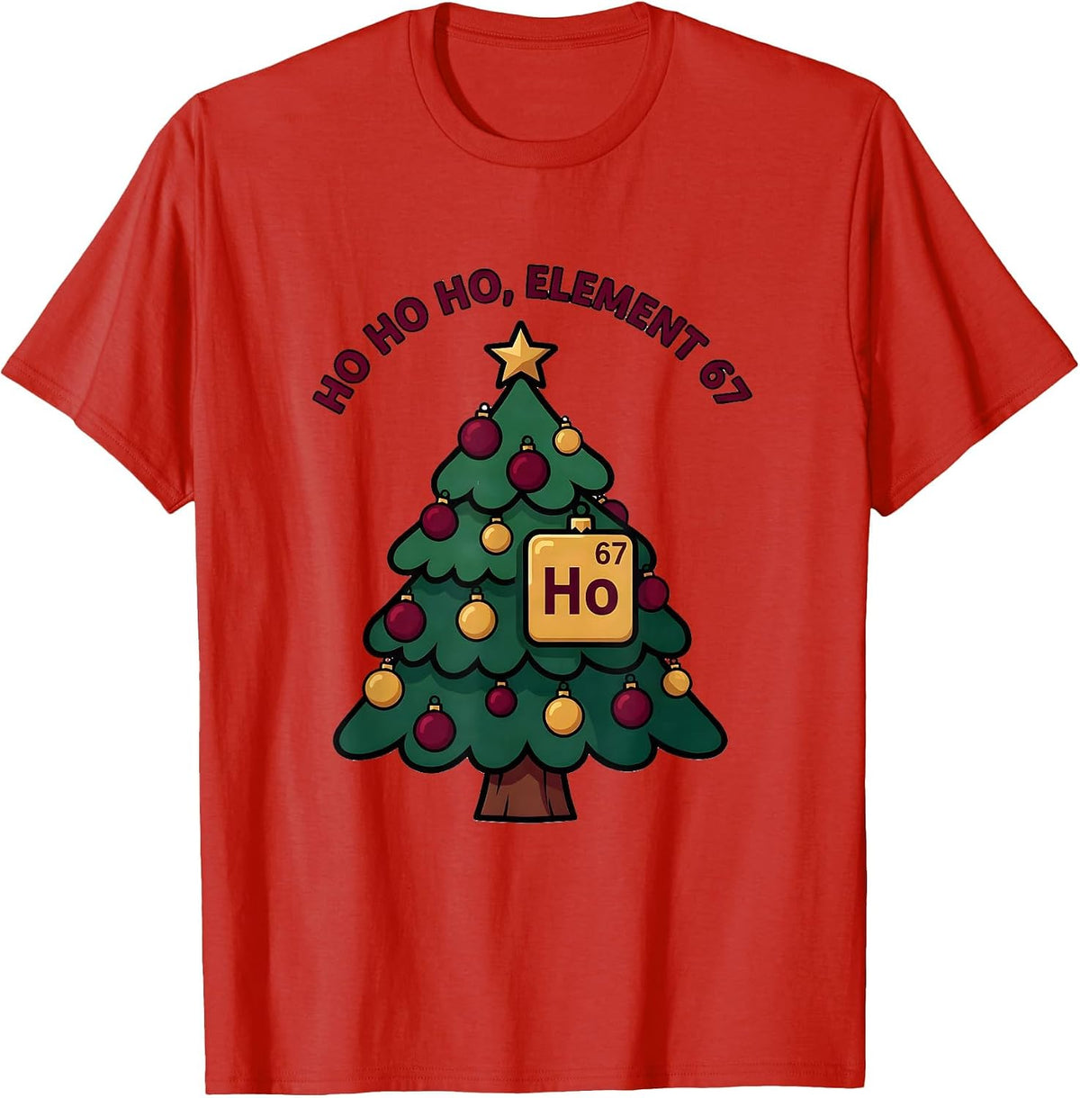 Men's Ho Ho Ho Element 67 Funny Chemistry Science Nerd Humor T-Shirt - Red