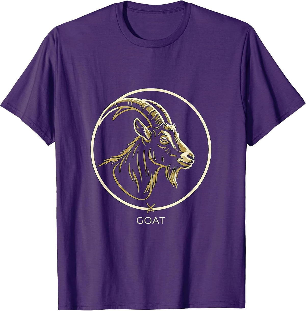 Goat Minimalist Badge Patch Line Art Icon Outline Gift T-Shirt - Purple