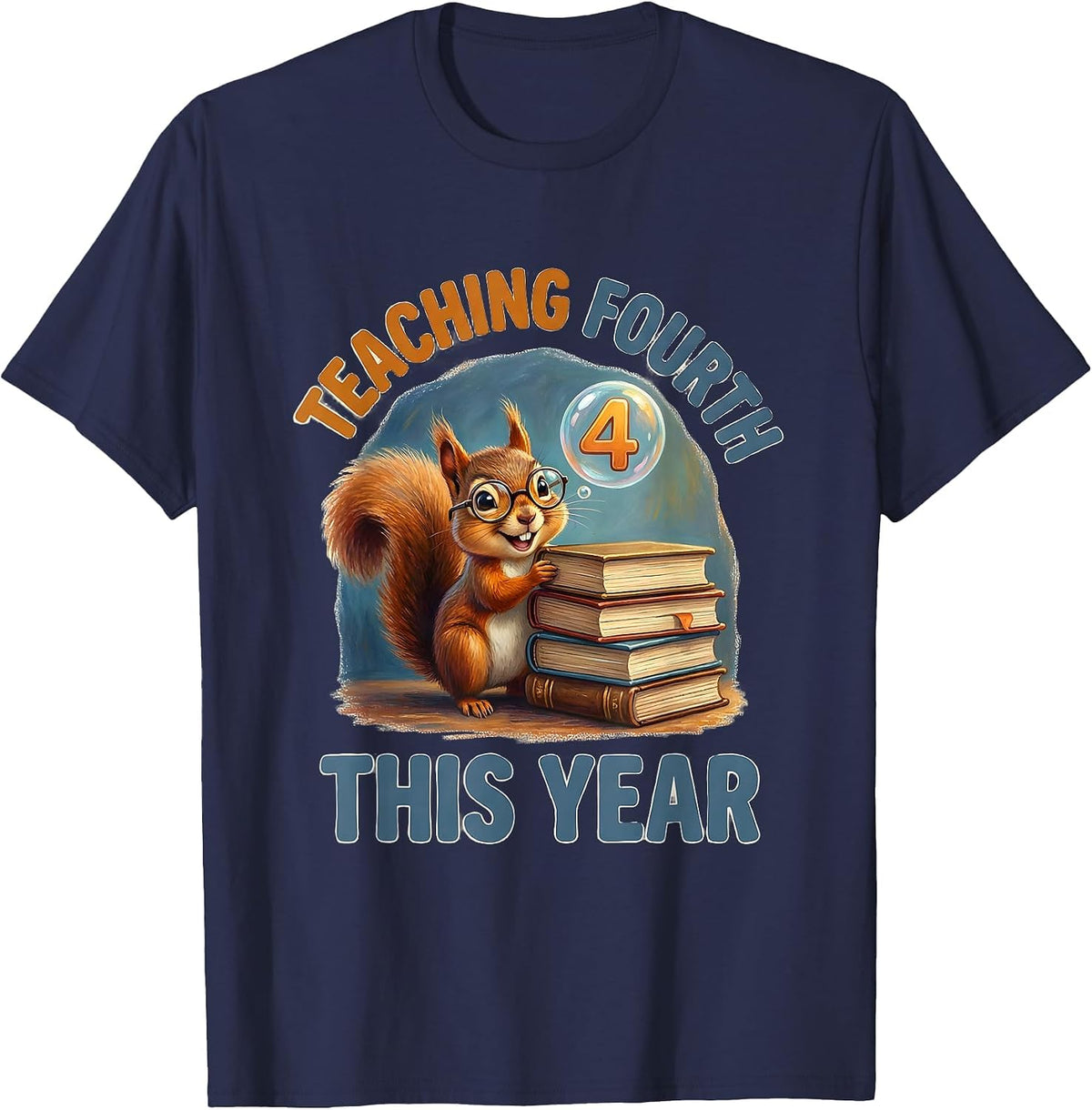 Teaching Fourth This Year Storybook Teacher Fourth Grade T-Shirt - Navy Blue