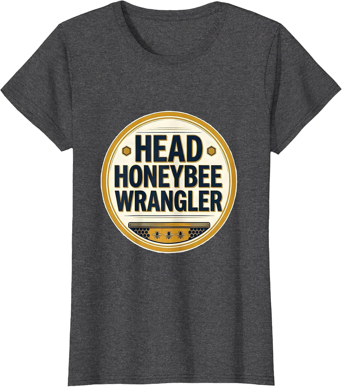Women's Head Honeybee Wrangler Cute Teacher Bee Lover Back To School T-Shirt - Dark Heather Grey