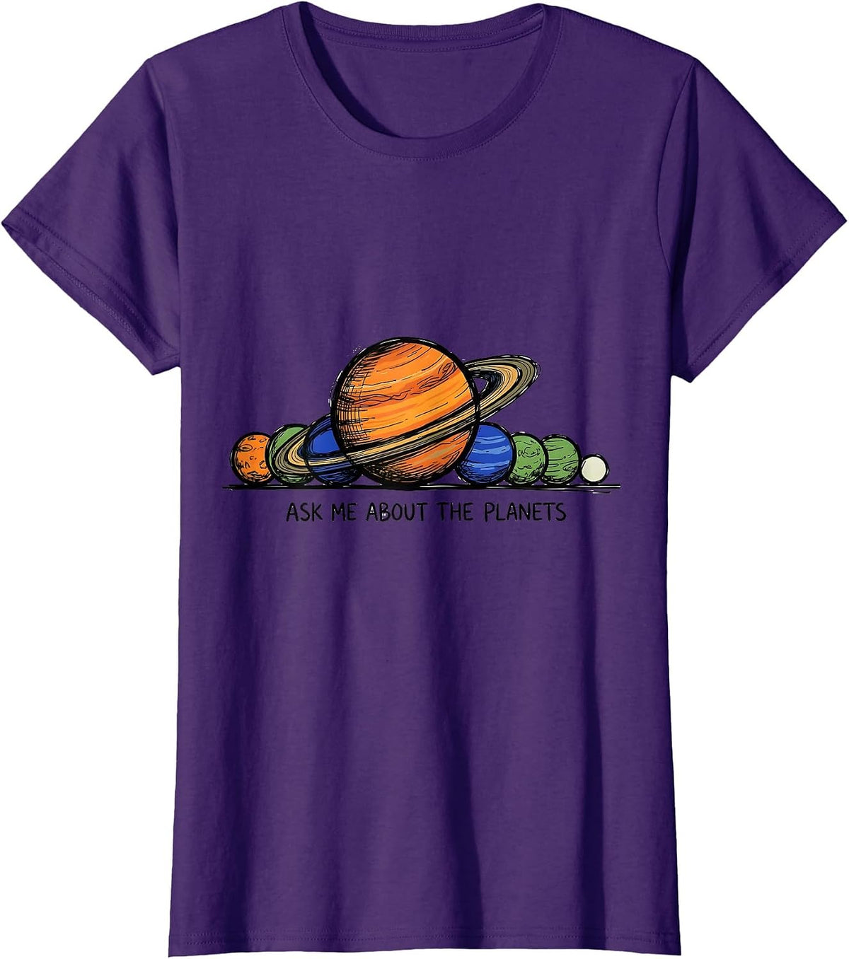 Women's Ask Me About The Planets Funny Solar System Space Science T-Shirt - Purple