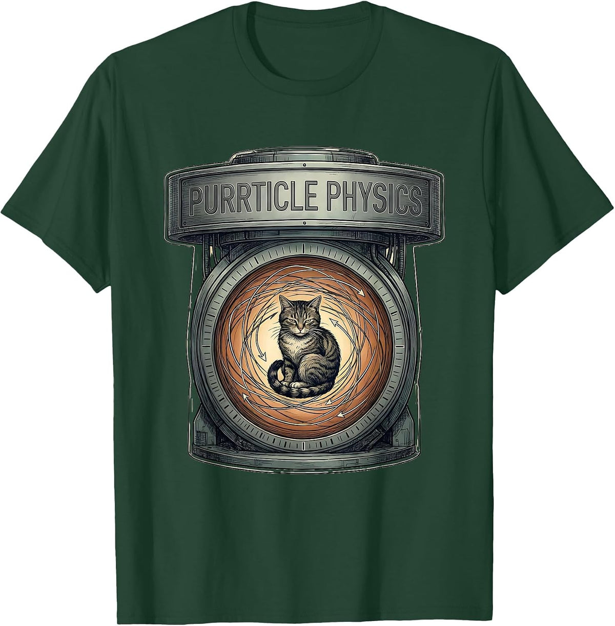 Purrticle Physics Funny Cat Science Math Teacher Student T-Shirt - Dark Green