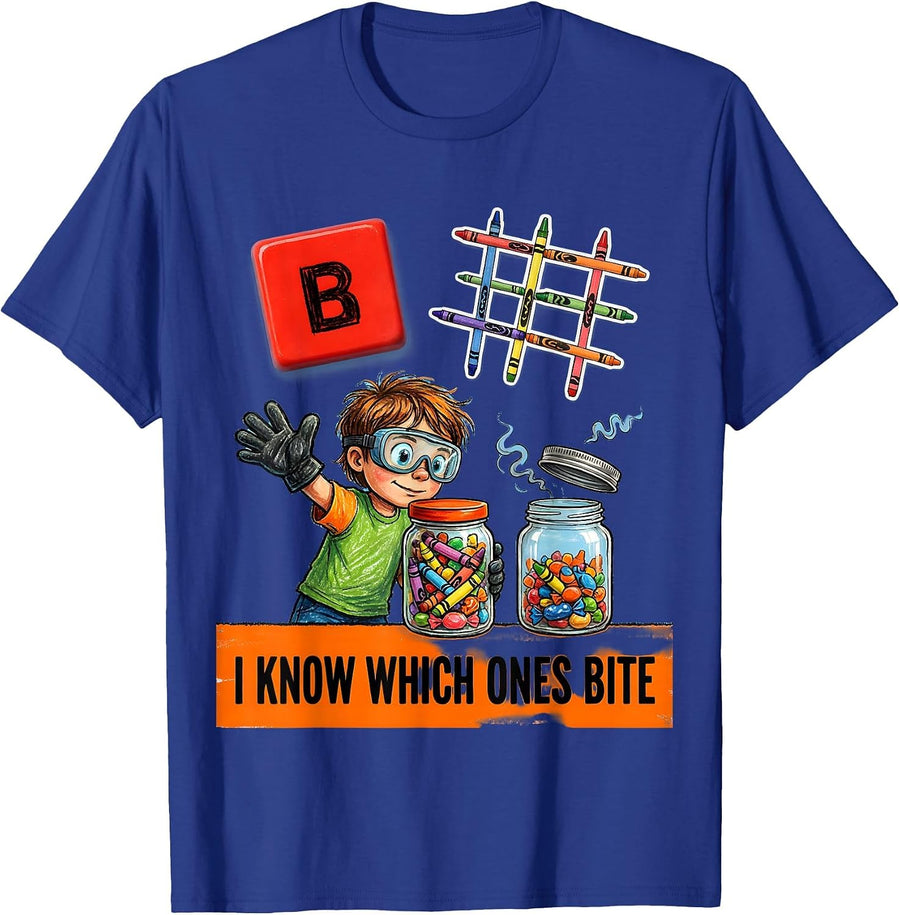 I Know Which Ones Bite Funny Periodic Table Chemistry T-Shirt - Royal Blue