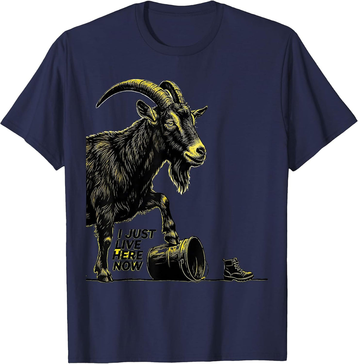 I Just Live Here Now Funny Goat Lover Farmer Gift T-Shirt - Navy Blue
