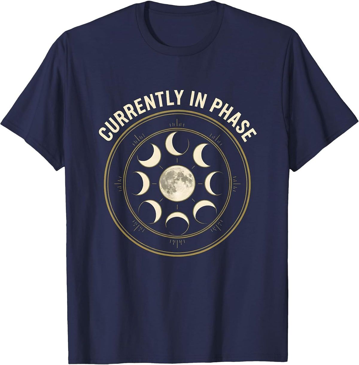 Men's Currently In Phase Vintage Celestial Moon Phase Astronomy T-Shirt - Navy Blue