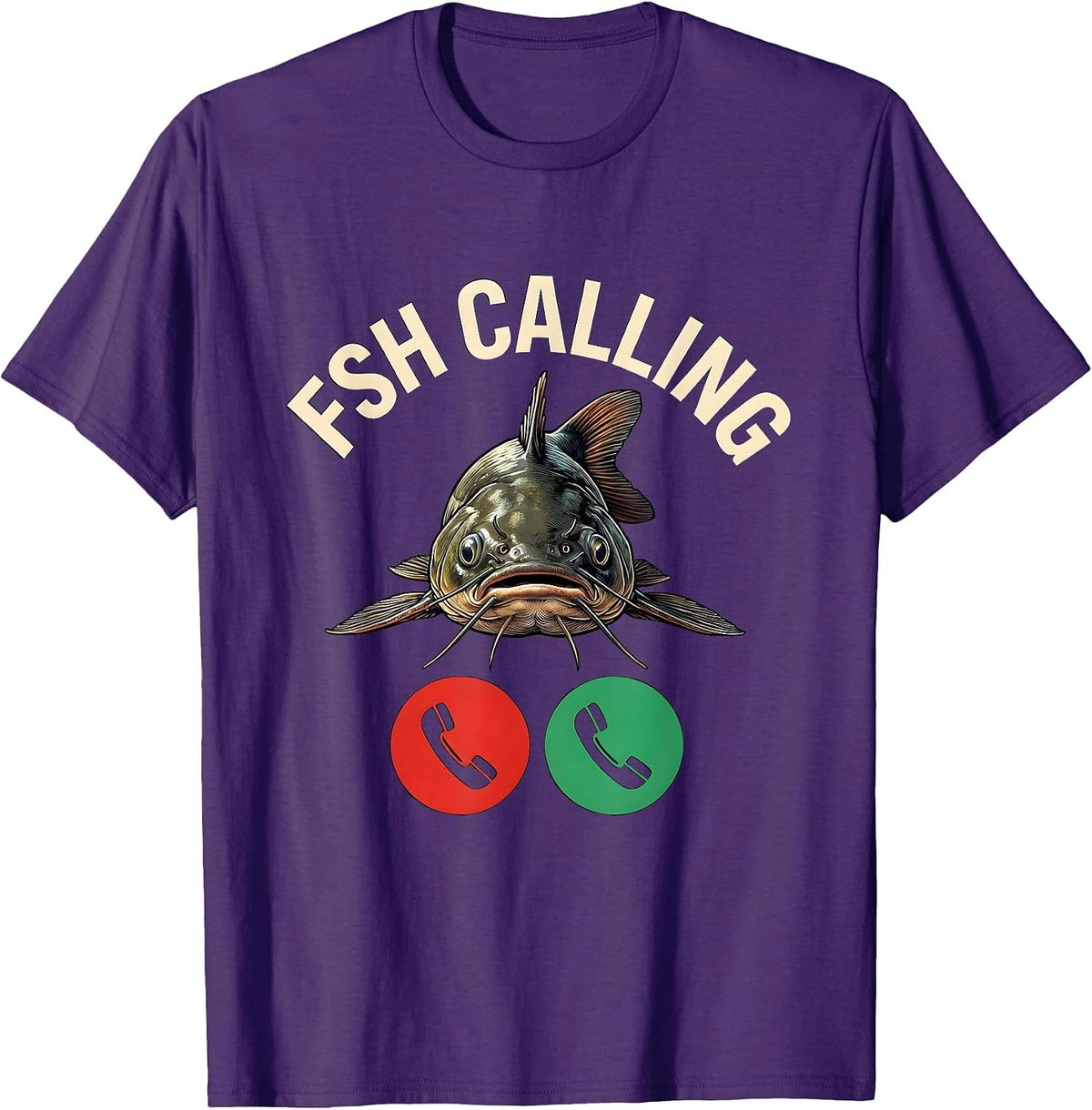 Fsh Calling Funny Fishing Meme Phone Call Parody T-Shirt - Purple