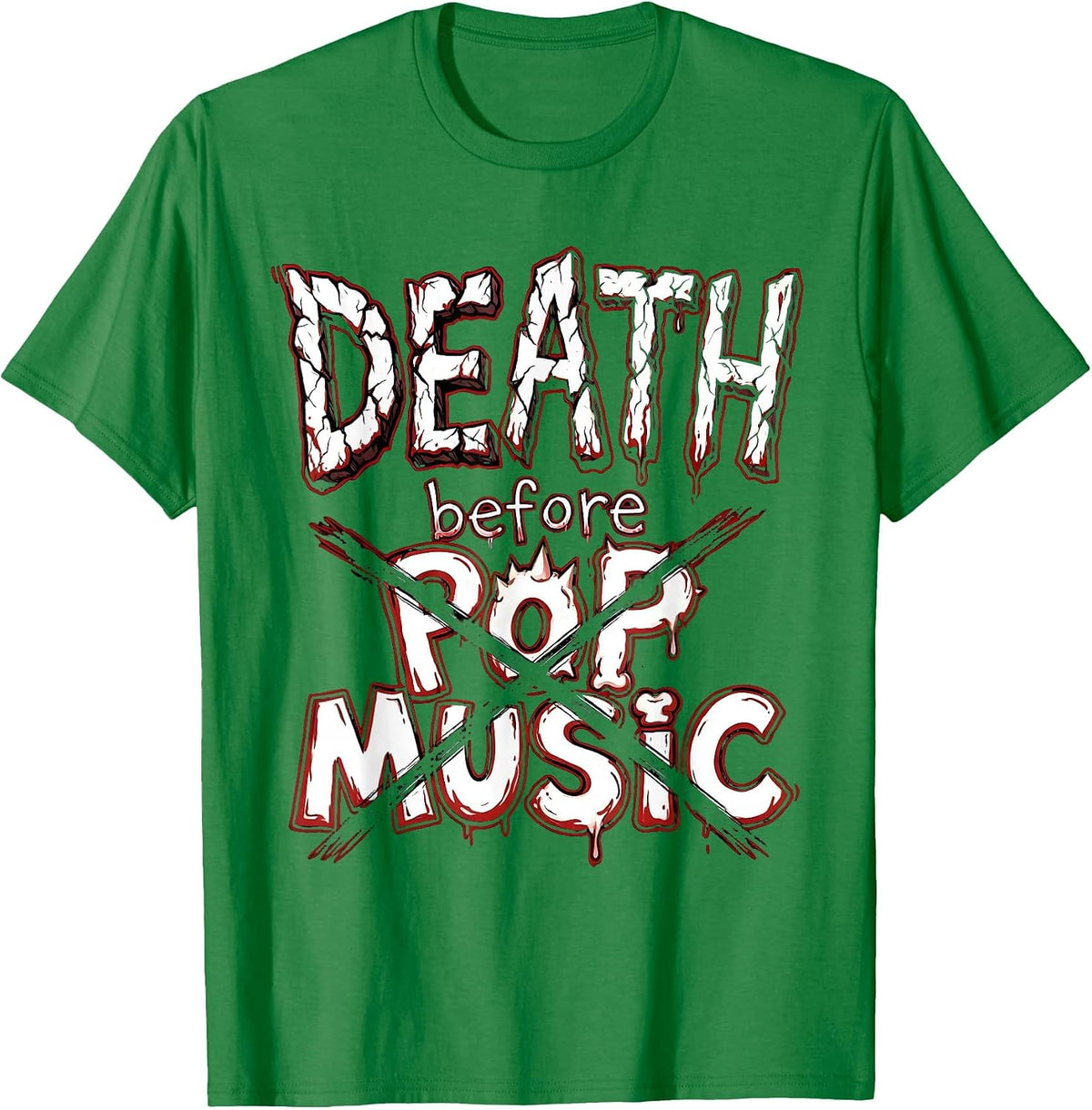 Men's Death Before Pop Music Metal Band Graphic T-Shirt - Kelly Green