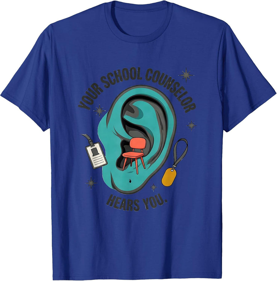Your School Counselor Hears You Midcentury Modern Counseling T-Shirt - Royal Blue