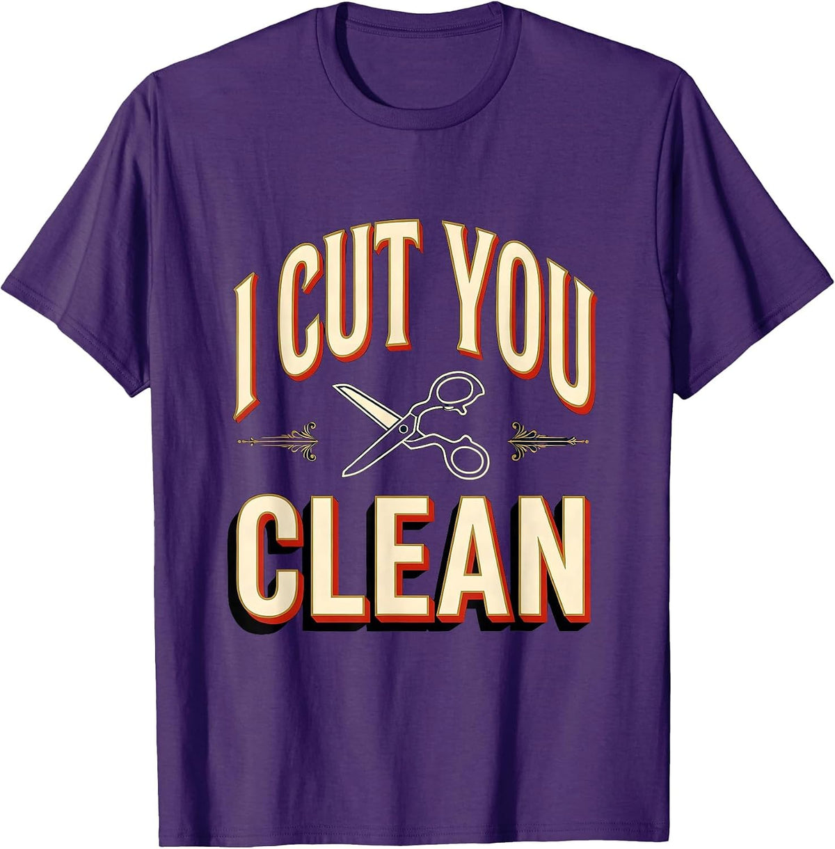 Men's I Cut You Clean Vintage Barber Humor Hairdresser Gift T-Shirt - Purple