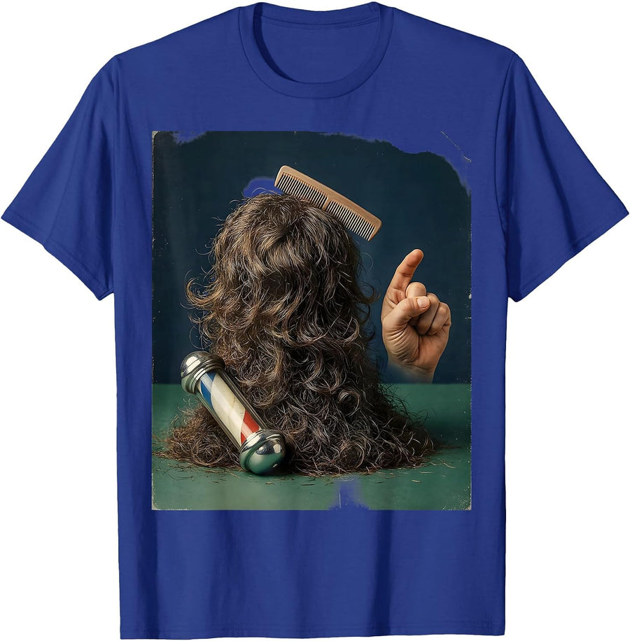 Pinched Finger Hair Pile Vintage Barber Humor T-Shirt - Royal Blue