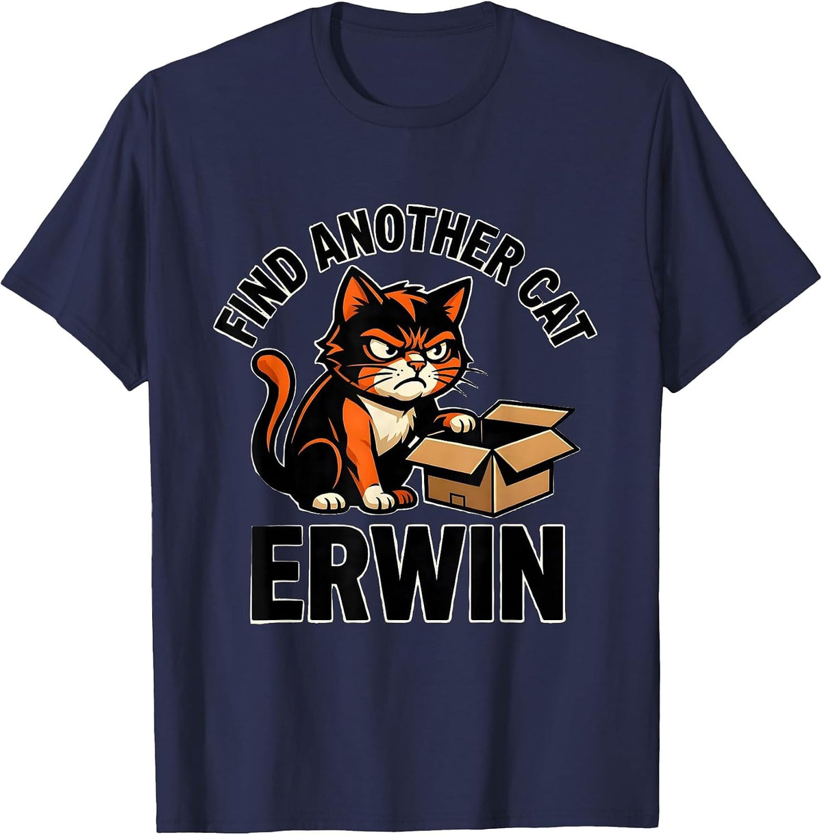 Men's Find Another Cat Erwin Funny Quantum Physics Science Teacher T-Shirt - Navy Blue