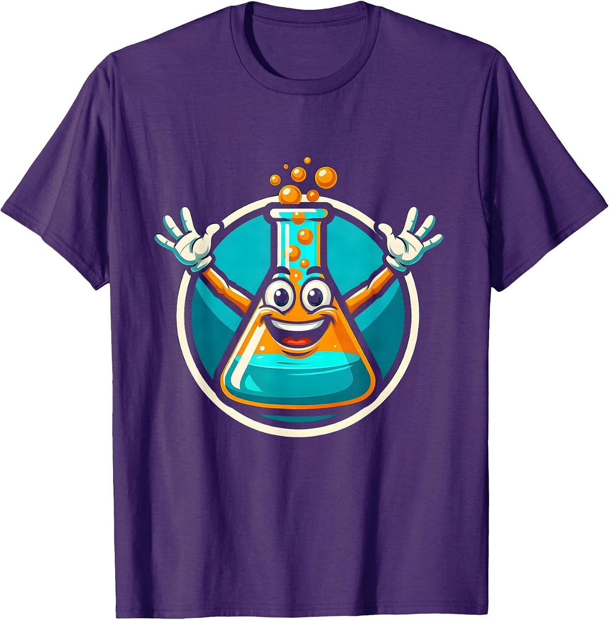 Men's Chemistry Flask Bubbling Colorful Liquid Science Art T-Shirt - Purple