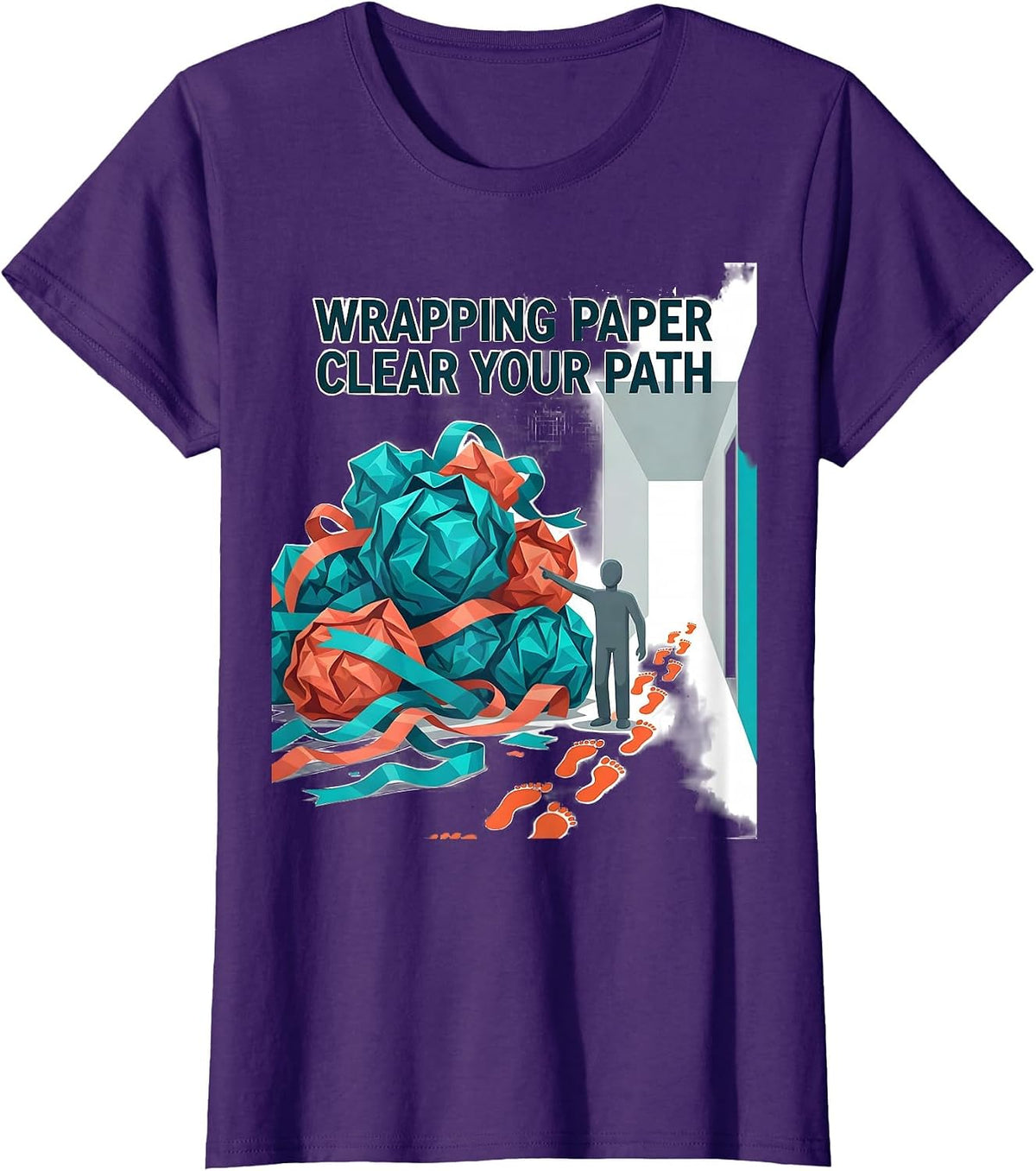 Women's Wrapping Paper Clear Your Path Funny Physical Therapist PT T-Shirt - Purple