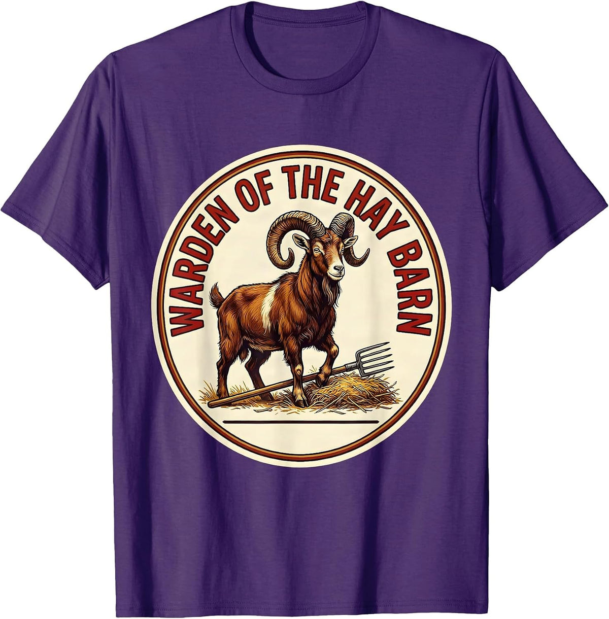 Men's Warden Of The Hay Barn Funny Goat Owner Farm Humor T-Shirt - Purple