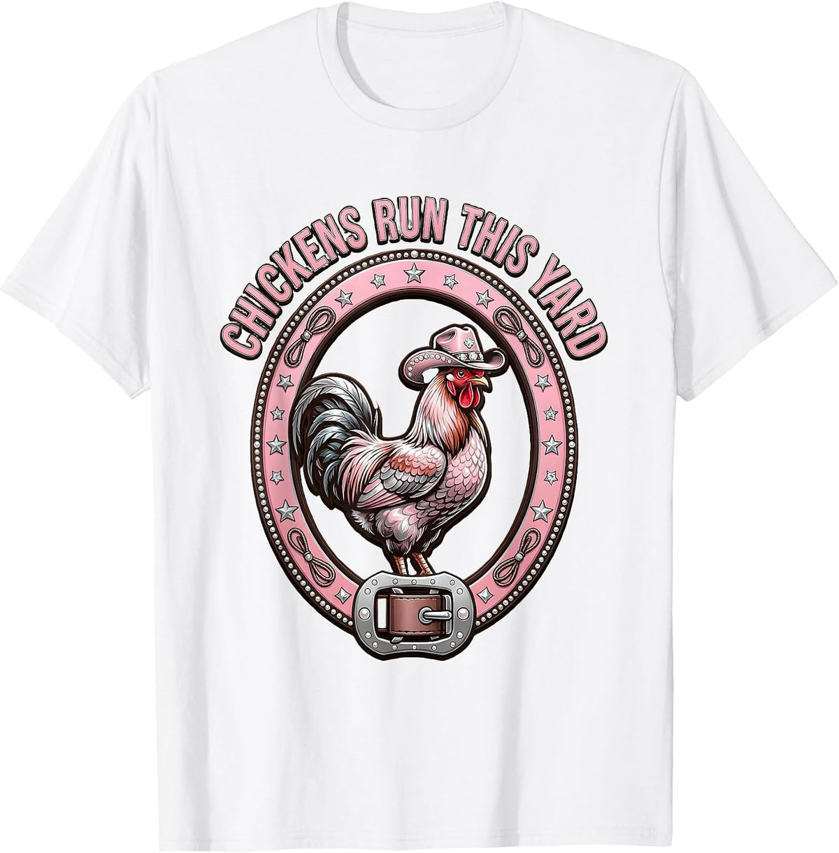 Men's Chickens Run This Yard Funny Chicken Design T-Shirt - White