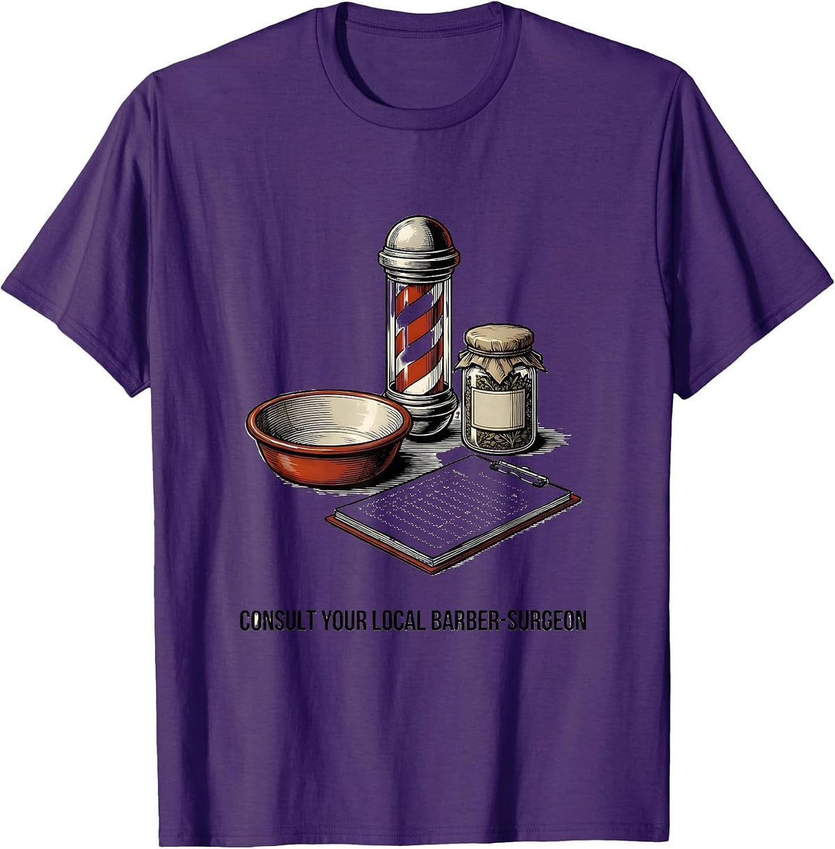 Men's Consult Your Local Barber-Surgeon Medieval History Goth T-Shirt - Purple